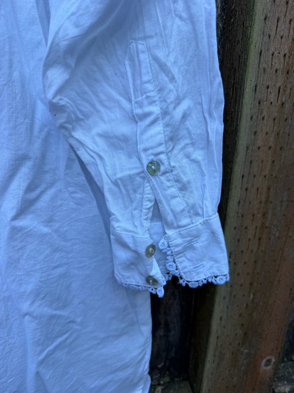 Vintage Queen Anne’s Lace Eileen West CoutureWhite Lace-Trim Button Front Blouse - Picture 4 of 5